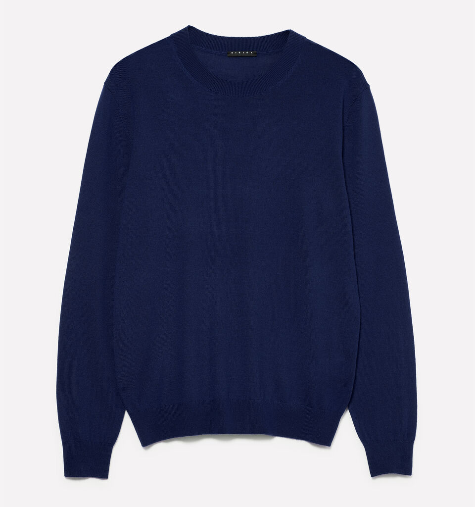 Maglia blu navy in misto lana - maglie girocollo da uomo - Blu Scuro | Sisley image number 1